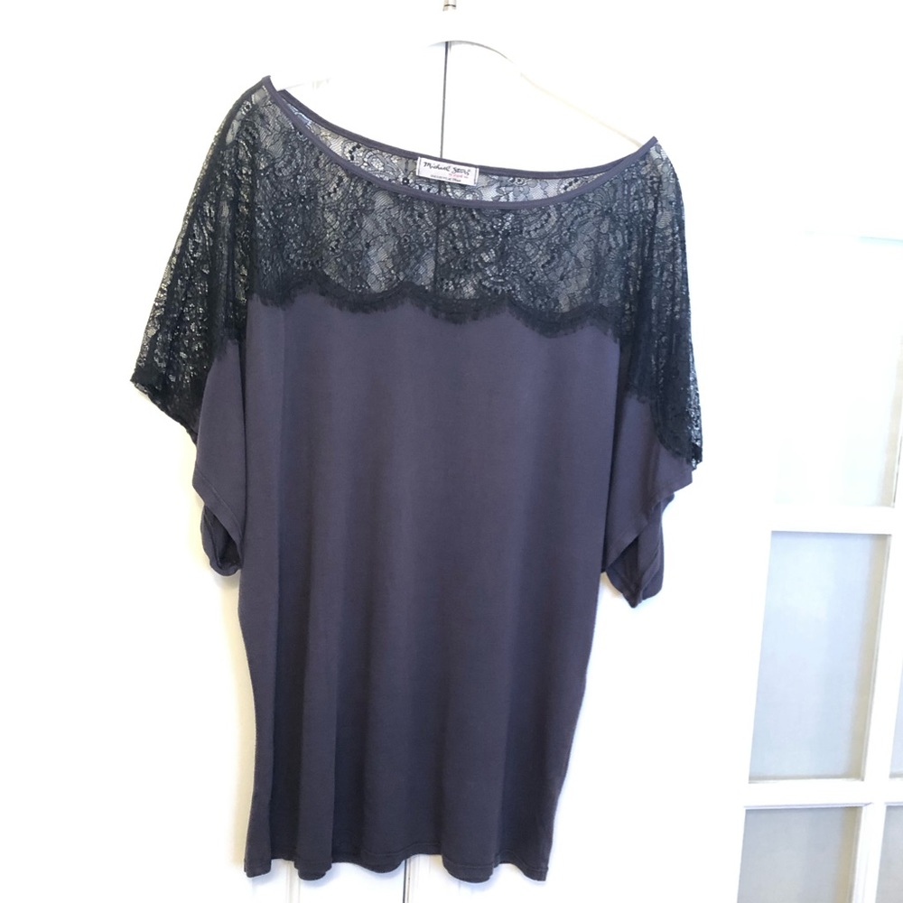 Michael Stars knit top with Lace neck